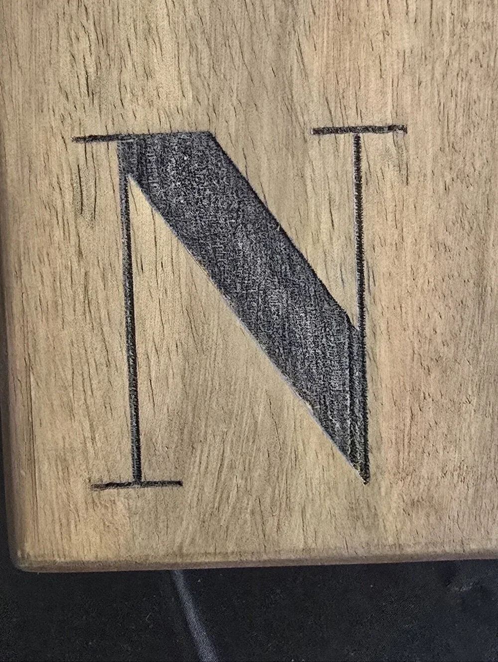 Pottery Barn Cutting Board with N initial. New in box.